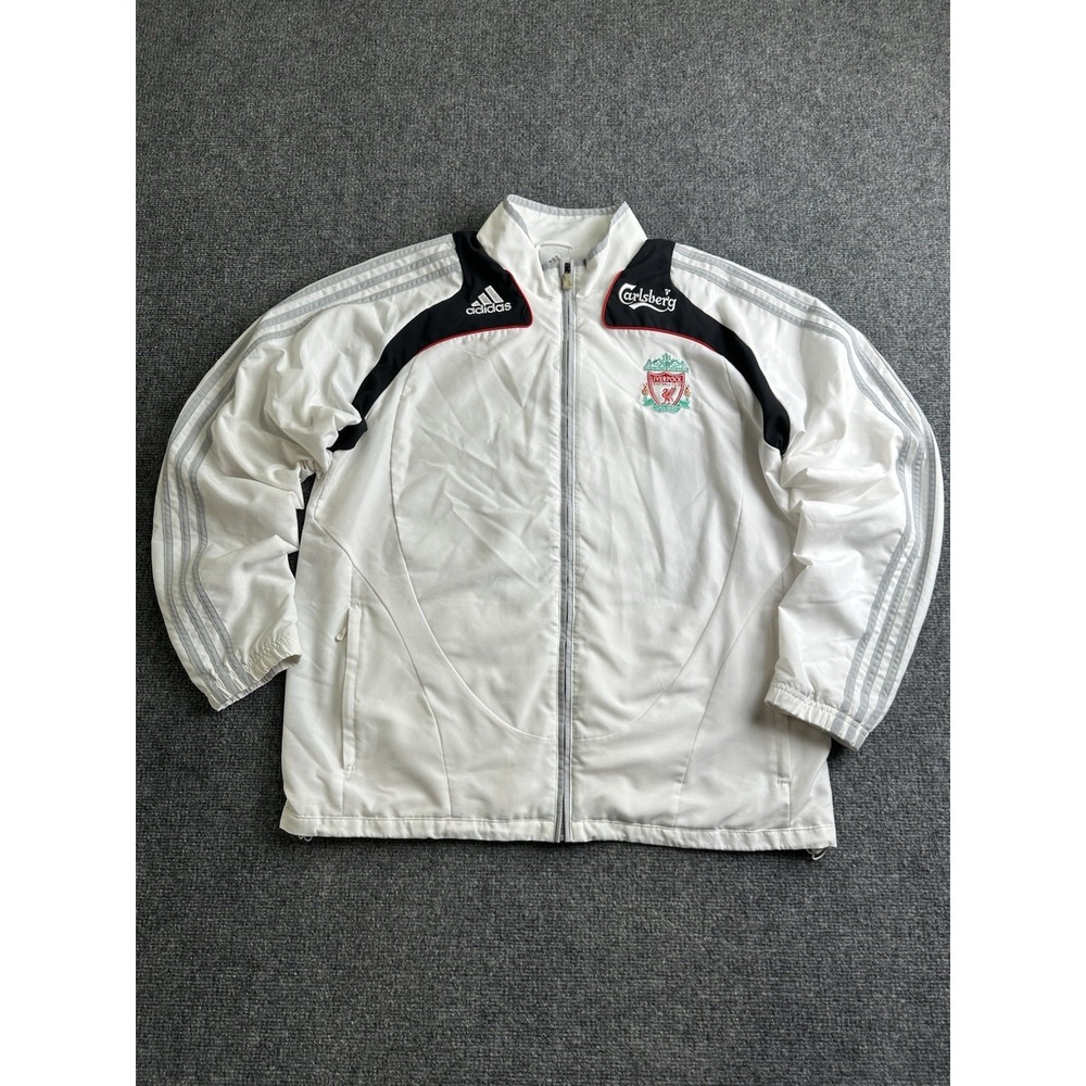 Mens 2008-09 Adidas Liverpool FC Carlsberg White Training Jacket, Size L